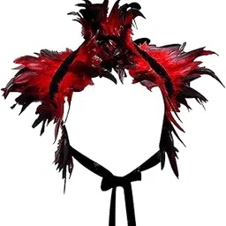 MERISHOPP Gothic Feather Cape Decor Halloween Shawl for Carnival Festival Role Playing Red-picture-16