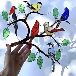 CLUB BOLLYWOOD Stained Glass Hummingbird Suncatcher Metal Birds Home Windows Hanging Decor-image-23