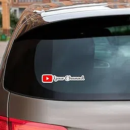 Stickloop Customized YouTube Name Sticker for Car Windshield Door Back Glass Self-Adhesive Vinyl Decal Waterproof [L x H 20 x 4 cm]-Black Font-picture-20