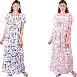 himashu handlooms Women's Cotton Solid Maxi Nighty (HH_Multicolour41_$P_Multicolored)-picture-42