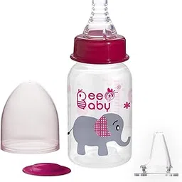 BeeBaby 2 in 1 Advance Plus Baby Slim Neck Feeding Bottle to Sippy Bottle with Anti-Colic Silicone Nipple & Silicone Sippy Spout. 100% BPA Free. - 125 ML / 4 oz. (Pink), 4 Months +-picture-20