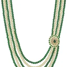 5 Layered Traditional Gold Plated Dulha Moti Mala with Beaded Maharaja Haar/Groom Necklace For Men-image-35