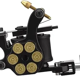 Coil Tattoo Machine Salon Electroplating Zinc Alloy Frame 10 Wraps Coil Liner Shader Tattoo Machine (Black) image 1