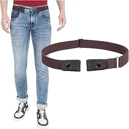 redhorns Buckle Free Elastic Belt for Men No Buckle Stretch Belt Men's Invisible Elastic Belt for Jeans Pants Shorts Stretchable Mens Belt for 20-36 Inch Waist - Free Size image 1
