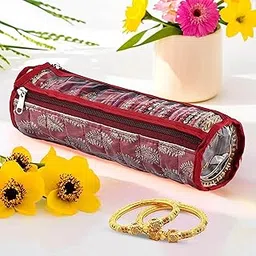 Kuber Industries Bangles Organisers Storage Box with 10 Compartments | Gold Jewellery Pouch & Chudi Case Holder for Women | Printed -Maroon-picture-15