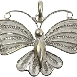 schwaan ™ Pure Silver Filigree Butterfly Pendant Jewellery | Handcrafted Sterling Silver Designer Locket | Dollar for Stylish Women & Girls-picture-48