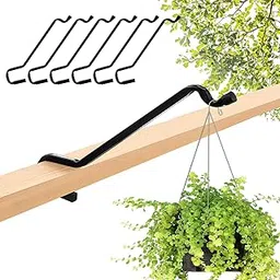 Enhon 6 Pack Heavy Duty Deck Hook Rail Hanger, Bolded Hook with Extended Non-Slip Silicone Protective Cap, Fits 2'' Wooden Deck Railings for Bird Feeders Planters Lanterns Wind Chimes Black Color-picture-31