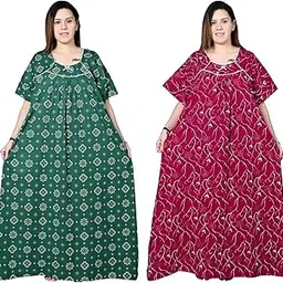 bindass female collection Women’s Plus Size Cotton Nighty | Printed Maxi Gown | 5XL–10XL | Combo Pack of 2-picture-17