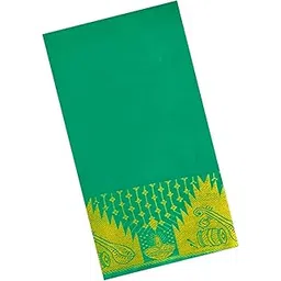 Saradhi Fashon's Handmade Bharatanatyam & Kuchipudi Dance Practice Cotton Saree (Green with Gold Veena Border)-picture-12