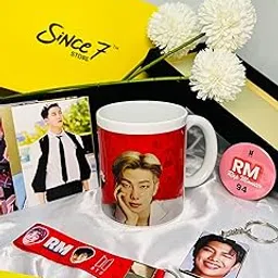 SINCE 7 STORE BTS RM Rap Monster Gift box for BTS Fans, INCLUDES 5 products: Pack of 18 Lomocards, 1 Mug, 1 Keychain, 1 Keychain Lanyard & 1 badge/Perfect for Gifting-picture-34