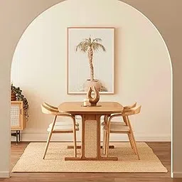 Goldview Furniture Solid Harmony Wooden Rattan Dining Table – Modern Solid Wood Table for Living Room, Dining Room, or Kitchen image 1