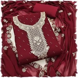 pandadi saree Women's Georgette Embroidery Salwar Suit Unstitched Dress Material-picture-15