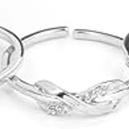 by Caratlane Infinite Laughter Stackable Rings in Rhodium Plated 925 Silver (Set of 3) for women-image-86