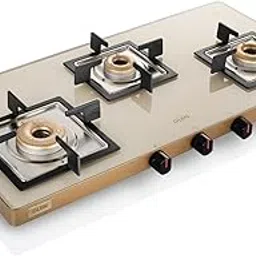 Glen 3 Burner Toughened Glass Top | Ultra Slim LPG Gas Stoves | High Flame Forged Brass Burner | Manual Ignition | ISI Certified | Revolving Inlet Nozzle |1035 US AC (Manual) image 1