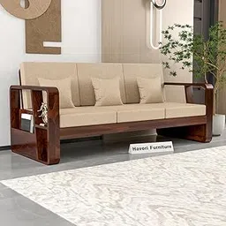Sheesham Wooden Sofa Set 3 Seater - Premium Wooden 3 Seater Sofa for Living Room with Side Newspaper Holder - Solid Wood Sofa for Home & Office Furniture (Design 17)-image-91