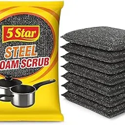 BBT 5 Star Steel Foam Scrub | High Density Kitchen Scrubber for Utensils & Tough Stains | Non-Scratch Heavy-Duty Cleaner – (Pack of 12)-picture-27