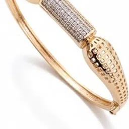 zalesti Elegant Gold-Plated Bangle Bracelet with Crystal Pave Bar, Textured Design, Hinged Clasp-picture-25