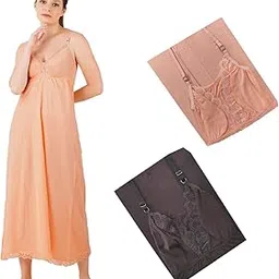 crala Women's Cotton Bra Sleeveless Long Camisole Slips for Nighty/Kurtis - Pack of 2-picture-37