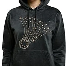 Jegswel Small Size Women Full Sleeve Velvet Solid Hooded Sweatshirt-image-89