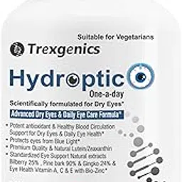 Trexgenics® HYDROPTIC Advanced Dry Eyes & Eye Care One-a-day Vegetarian formula with Lutein, Zeaxanthin, Bilberry, Gingko, Pine Bark, Vitamin C, Zinc &Vitamin A (30 Vcaps) (1)-image-19