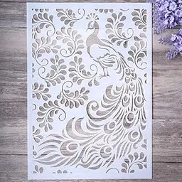 SLGIFT DIY Decorative Peacock Stencil Template for Painting On Walls Furniture Crafts (Peacock)-image-30