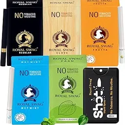 ROYAL SWAG Ayurvedic & Herbal Cigarettes 100% Tobacco-free and Nicotine-free Regular, Clove, Frutta, Mint, PAAN Flavour(10 Sticks) With Anti Addiction Shot Spray 20 ml | Made with Natural Ingredients-image-24