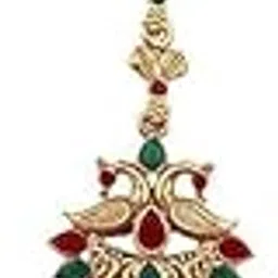 Red-Maroon Colour Temple Mang Tikka|Traditional Mang Tikka For Wedding |South Indian Bridal Jewellery-image-7