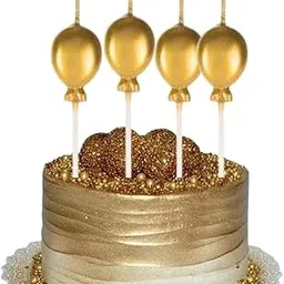Wanna Party Champagne Gold Balloon Cake Candle for Birthday Cake Decorating Items/ Cake Topper Accessories/Birthday Candles for Cake Pack of 4-picture-27