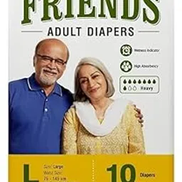 Friends Easy Unisex Adult Diapers Tape Style-10 Count/Pack With Odour Lock And Anti-Bacterial Absorbent Core- Waist Size 96.52-152.40 Inch ; 38.60 Cm Large (Pack-1, 10 Count)-picture-35