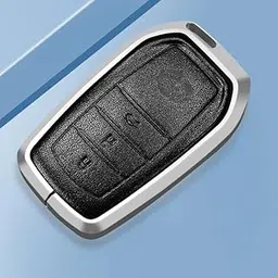 KMH Aluminium Alloy with Leather Car Key Cover Compatible for Toyota Fortuner | Fortuner Legender | Innova Hycross 3 Button Smart Key-picture-35
