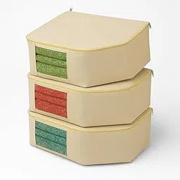 Cotton Canvas Blouse Organizer – Set of 3 | Sturdy Storage Covers for Saree Blouses | Wardrobe-Friendly Design – 38x25x17 cm-picture-71