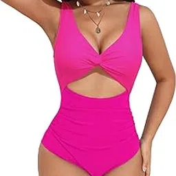 ai'mage Women's One Piece Swimsuit Tummy Control Bathing Suit High Waisted Monokini V Neck Swimwear S-2XL-picture-13