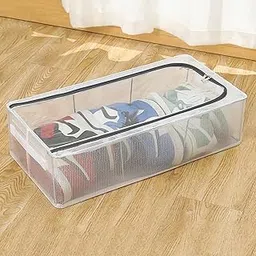 EPURETO Transparent PVC Under-Bed Storage Bag Organizer – 27L, Dustproof with Zipper & Reinforced Handles – 60x30x15 cm for Clothes, Blankets, Shoes & Toys-image-88