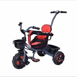 VINI TOYS Rocky HD Kids Tricycle – Strong Metal Frame, EVA Wheels, Big Seat with Safety Armrest & Seat Lock, Parent Handle, Rear Storage Basket | Ride-On for Boys & Girls Age 2–5 Years | RED-picture-34