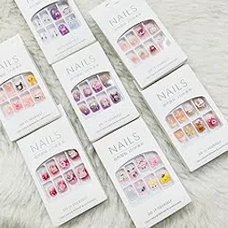 Cute 3D Design Press-On Nails Set for kids girls, DIY Artificial Nail Tips, 12 Pieces per Pack, Multiple Patterns-picture-44