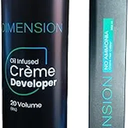 Dimension Oil Infused Creme Developer 20 Volume (6%), 1000 ml With NO AMMONIA Creme Hair Colour, Black,Shade No.1,70 g-picture-52