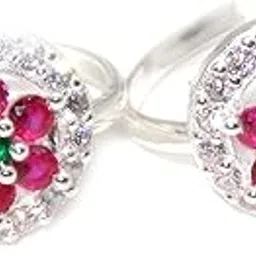 gauri925 Silver Multicolor Toe Rings for Women/Girls-picture-45