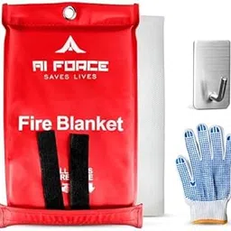 AI FORCE Fire Blanket with Gloves & Hooks – Fireproof Emergency Safety Blanket for Home, Kitchen, Fireplace, Camping, BBQ, Grease & Outdoor Fires – Survival Gear-picture-19