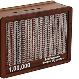 BKDT Marketing Wooden Piggy Bank for Kids & Adults, Savings Box, Mini Bank, Donation Box, Smart Money Box, Wooden Coin Box, Money Saver, Piggy Bank with Numbers (1,00,000 /-) - Birthday/Return Gift-picture-23