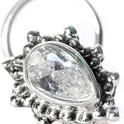 jsaj Stone Nose Pin Wire Nose Pin in Pure 92.5 Sterling Silver-picture-50