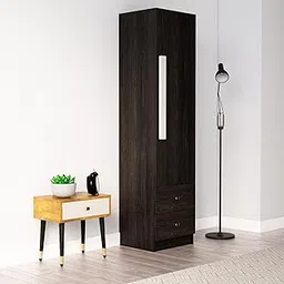Wooden Almirah for Clothes, Door for Bedroom, 1 Door Wardrobe with 2 Drawer & Hanging Space (40D x 45W x 180H CM) | 3 Year Warranty (Flower Wenge)-picture-19