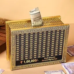 ZELVO Wooden Handicraft Piggy Bank for Kids & Adults, Coin Box Carved Design, Savings Box, Mini Bank, Donation Box, Smart Money Box, Wooden Coin Box, Money Saver, Piggy Bank with Numbers (Fancy)-picture-34