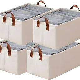 House of Quirk 4pcs Store Wardrobe Organizer For Clothes With Metal Fram Foldable Storage Box, Clothing Storage Boxes For Pants, Shirt, Sweaters, Jeans, Socks (Dark Grey)-picture-30