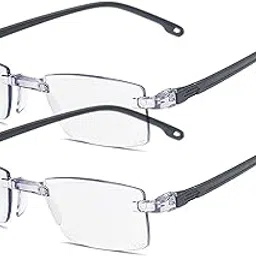 AUGEN Blue Block UV Cut Rimless Reading Glasses Black Clear Unisex Free Size Power (+2.00, Pack Of 2)-picture-24