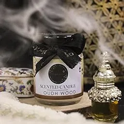 Wrapped up Love Scented Candles Oudh Wood Fragrance (Soy Wax Scented Candle, 15+ Hours Burn time)-picture-10