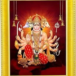 RAHI CREATIONS – Panchmukhi Hanuman Photo Frame | Golden Wooden Frame | Wall Mounted | Spiritual & Religious Home, Office & Temple Decor (Size 7.5 X 9.5 Inches)-picture-16