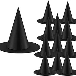 PartyToko 3 Packs Halloween Witch Hats Witch Costume Accessory for Halloween Party, Black 3pcs-picture-10