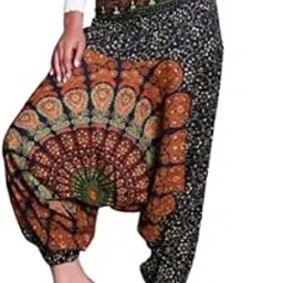 Alphanic Man & Woman Cotton Harem Pant Baggy Bohemian Yoga Harem Pants Green-picture-38