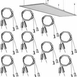 Abaj Lighting 1Meter Steel Suspension Kit for Mounting, Adjustable Heavy Duty Wire Cables Hanging Chains Pendent Restaurant Shop Home Lights - Pack of 10-picture-19