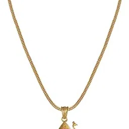 cute gold One Gram Micro Gold Plated Fashion Jewellery Traditional Muruga Dollar Pendant Chain for Women & Girls (24 inch)(DC-1141)-picture-24